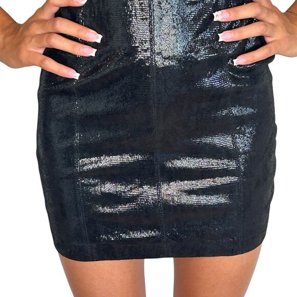 Revolve SPRWMN Goth Leather Bustier Mini Cocktail Dress XS Black NYE Designer‎ - Picture 5 of 10